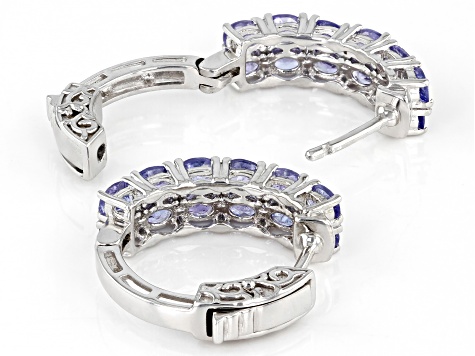 Blue Tanzanite Rhodium Over Sterling Silver Hoop Earrings 4.00ctw