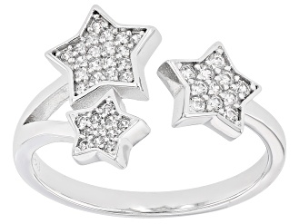 White Zircon Rhodium Over Sterling Silver Star Ring 0.35ctw