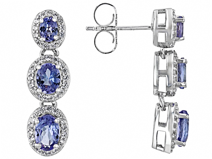 Tanzanite Rhodium Over Sterling Silver Dangle Earrings 2.20