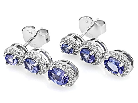 ＆TWICE Tanzanite Rhodium Over Sterling Silver Dangle Earrings 2.20