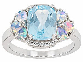 Blue Glacier Topaz™ Rhodium Over Silver Ring 3.66ctw