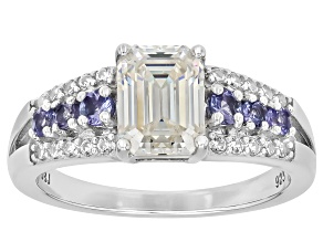 White Lab Created Strontium Titanate Rhodium Over Silver Ring 2.49ctw