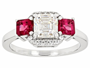 White Lab Created Strontium Titanate Rhodium Over Silver Ring 2.34ctw