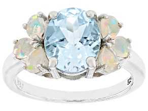 Sky Blue Topaz Rhodium Over Sterling Silver Ring 3.31ctw