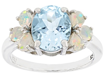 Picture of Sky Blue Topaz Rhodium Over Sterling Silver Ring 3.31ctw