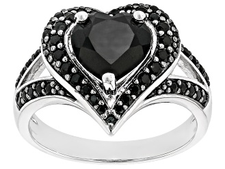 Black Spinel Rhodium Over Sterling Silver Ring 2.65ctw