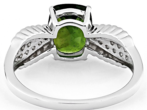 Green Chrome Diopside Rhodium Over Sterling Silver Ring 2.08ctw