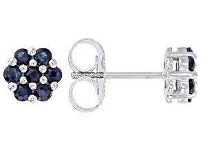 Blue Sapphire Rhodium Over Sterling Silver Earrings 0.68ctw