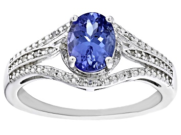Picture of Blue Tanzanite Rhodium Over Sterling Silver Ring 1.17ctw