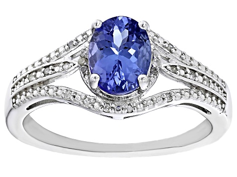 Blue Tanzanite Rhodium Over Sterling Silver Ring 1.17ctw