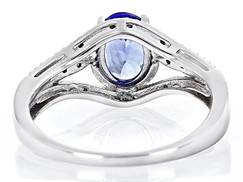 Blue Tanzanite Rhodium Over Sterling Silver Ring 1.17ctw