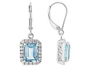 Sky Blue Topaz Rhodium Over Sterling Silver Dangle Earrings 4.27ctw