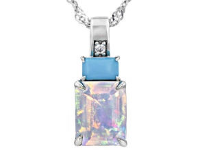 White Ethiopian Opal Rhodium Over Sterling Silver Pendant with Chain 1.37ctw