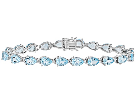 Blue Glacier Topaz™ Rhodium Over Sterling Silver Tennis Bracelet 23.07ctw