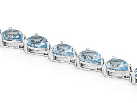 Blue Glacier Topaz™ Rhodium Over Sterling Silver Tennis Bracelet 23.07ctw