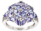 Blue Tanzanite Rhodium Over Sterling Silver Ring 2.30ctw