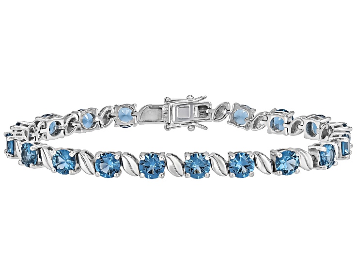 Ra-Studio DCLUB SILVER ブレスレット Teal Lab Created Spinel Rhodium Over Sterling Silver Tennis