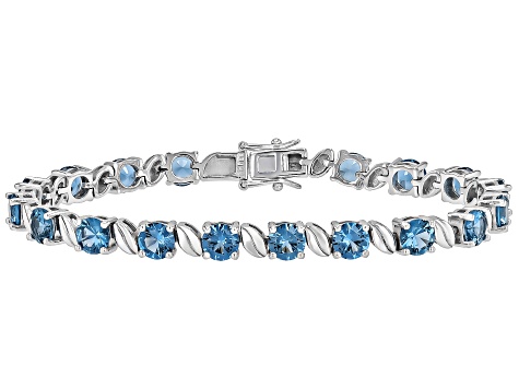 Teal Lab Created Spinel Rhodium Over Sterling Silver Tennis