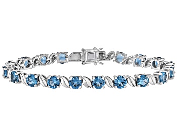 Picture of Teal Lab Created Spinel Rhodium Over Sterling Silver Tennis Bracelet 14.21ctw