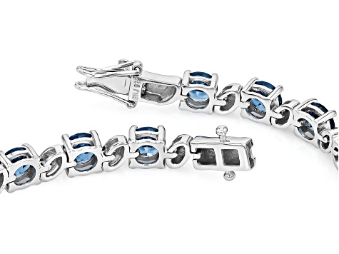 Teal Lab Created Spinel Rhodium Over Sterling Silver Tennis