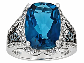 London Blue Topaz Rhodium Over Silver Ring 7.75ctw