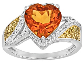 Madeira Citrine Rhodium Over Silver Ring 3.36ctw