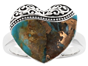 Multicolor Mohave Kingman Turquoise Sterling Silver Heart Ring