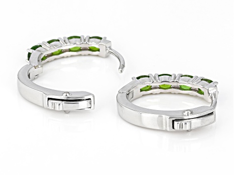 Green Chrome Diopside Rhodium Over Sterling Silver Hoop Earrings 1.47ctw
