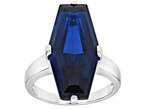 Lab Created Blue Spinel Rhodium Over Sterling Silver Solitaire Ring 14.45ct