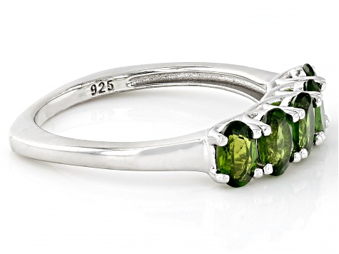 Green Chrome Diopside Rhodium Over Sterling Silver Band Ring