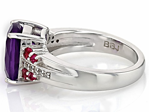 African Amethyst Rhodium Over Sterling Silver Ring 2.76ctw