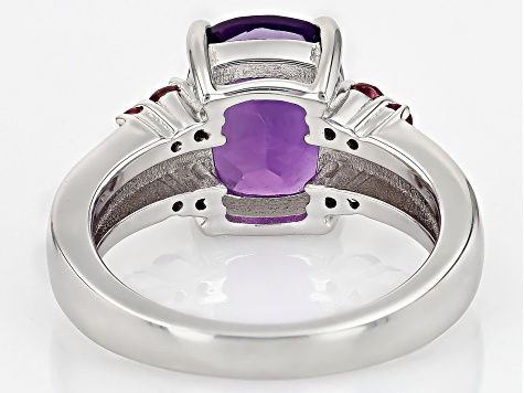 African Amethyst Rhodium Over Sterling Silver Ring 2.76ctw