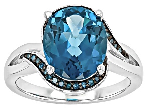 London Blue Topaz Rhodium Over Sterling Silver Ring 5.05ctw