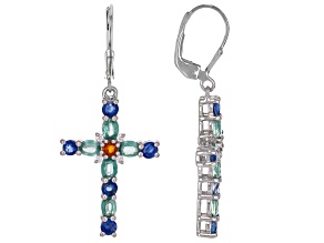 Multi-Kyanite Rhodium Over Sterling Silver Earrings 3.74ctw