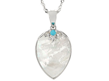 Picture of Mother-Of-Pearl Rhodium Over Sterling Silver Pendant With Chain
