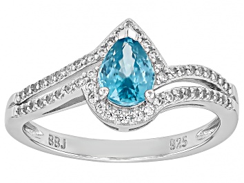 Picture of Blue Zircon Rhodium Over Sterling Silver Ring 1.24ctw