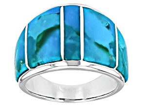 Blue Composite Kingman Turquoise Sterling Silver Band Ring