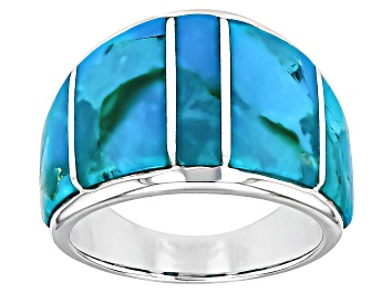 Picture of Blue Composite Kingman Turquoise Sterling Silver Band Ring