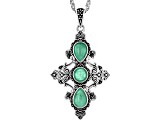 Green Emerald Sterling Silver Pendant With Chain