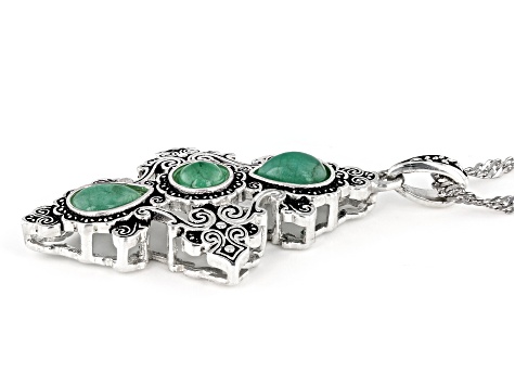 Green Emerald Sterling Silver Pendant With Chain - CTB236 | JTV.com