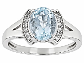 Aquamarine Rhodium Over Sterling Silver Ring 1.45ctw