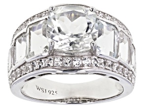 White Topaz Rhodium Over Sterling Silver Ring 7.35ctw