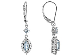 Aquamarine Rhodium Over Sterling Silver Earrings 1.13ctw