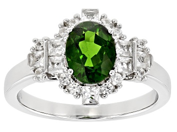 Picture of Green Chrome Diopside Rhodium Over Silver Ring 1.72ctw