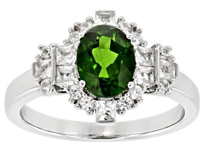 Green Chrome Diopside Rhodium Over Silver Ring 1.72ctw