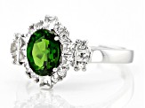 Green Chrome Diopside Rhodium Over Silver Ring 1.72ctw