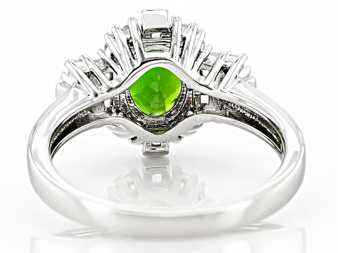 Green Chrome Diopside Rhodium Over Silver Ring 1.72ctw