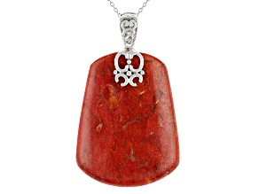 Red Coral Sterling Silver Enhancer With Chain