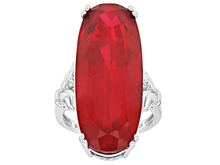 Red Lab Created Ruby Rhodium Over Sterling Silver Ring 27.10