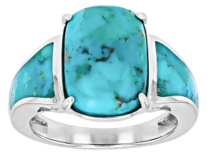 Turquoise Rhodium Over Sterling Silver Ring
